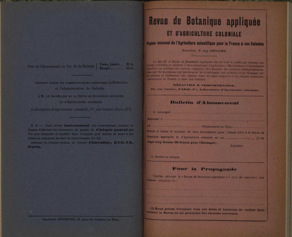 Revue de botanique appliquée et d'agriculture coloniale (n° 20)