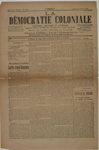 La Démocratie coloniale (n° 129)