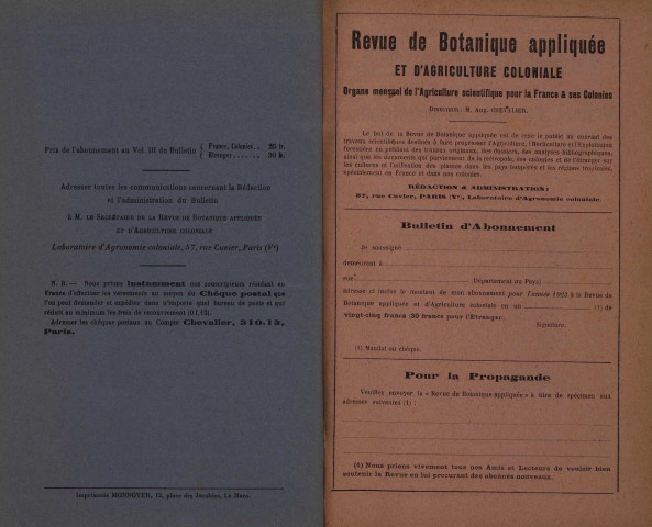 Revue de botanique appliquée et d'agriculture coloniale (n° 17)