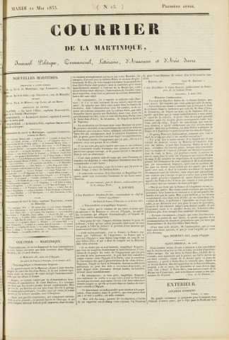 Le Courrier de la Martinique (1833, n° 15)