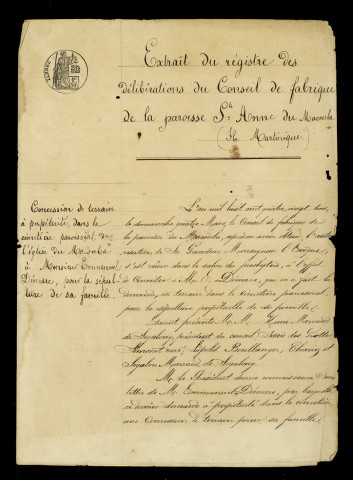 Concessions de terrains dans le cimetière par la fabrique : actes de concessions, extrait des délibérations du conseil de fabrique. (1879,1880,1883,1885)