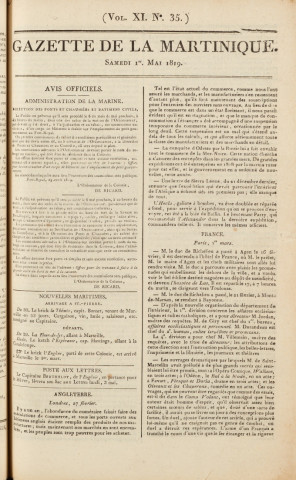 Gazette de la Martinique (1819, n° 35)