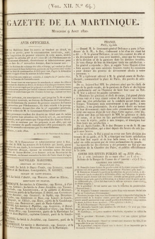 Gazette de la Martinique (1820, n° 64)