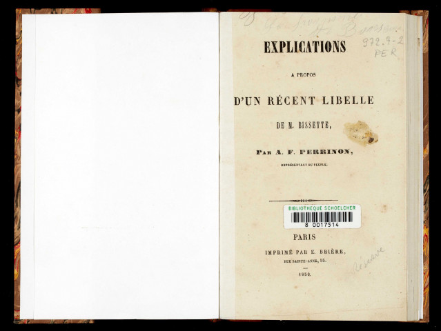 Explications à propos d'un récent libellé de M. Bissette